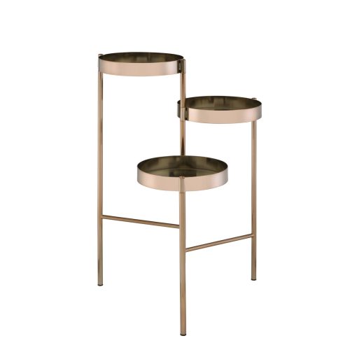 Round plant stand with metal compartments - Gold