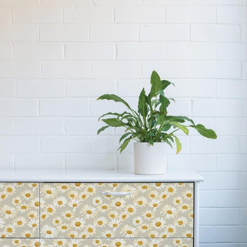 Daisies self-adhesive wallpaper -  Greige